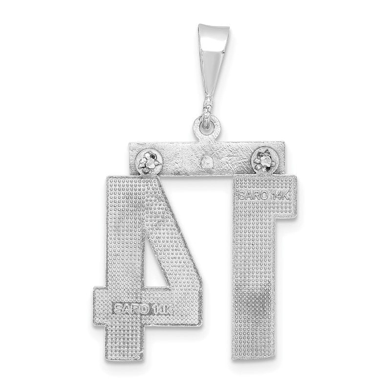 14kw Large Brushed Diamond-cut Number 14 Charm