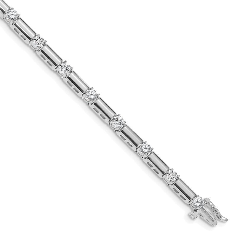 14k White Gold Complete 2.1 carat Round AA Diamond Bar Link 7 inch Tennis Bracelet