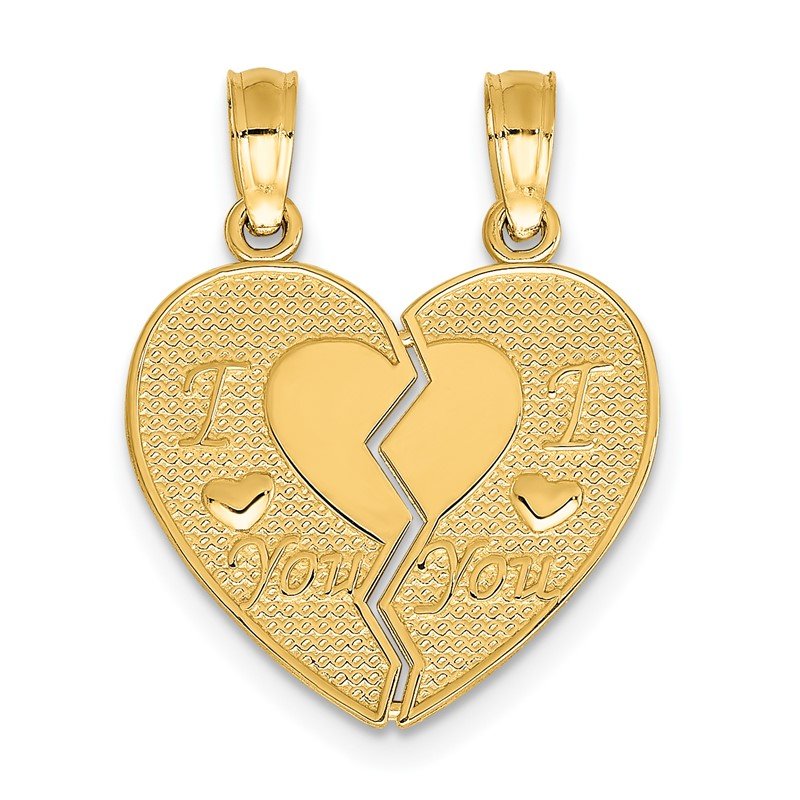 14k I LOVE YOU 2-Piece Break-Apart Heart Charm