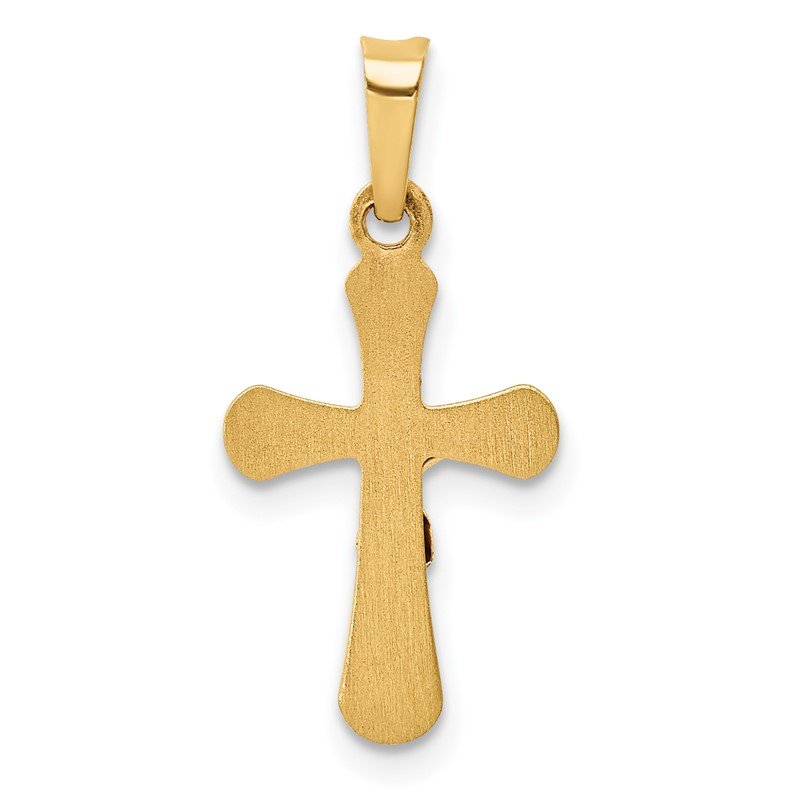 14k and White Rhodium Polished INRI Rounded Crucifix Pendant