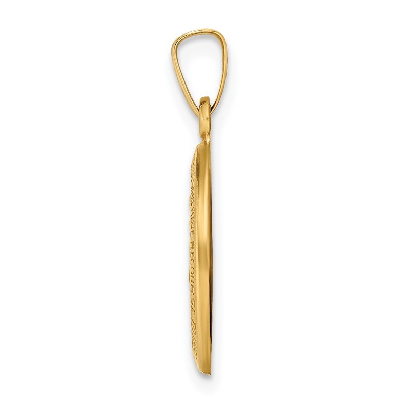 14k Polished and Satin Hollow Miraculous Medal Oval Pendant