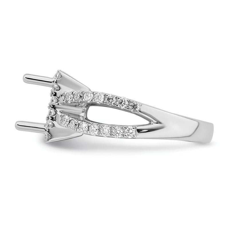14K White Gold 3/4 carat Lab Grown Diamond VS/SI  D E F  Semi Mount Princess Halo Engagement Ring