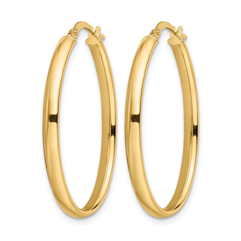 14K Polished Oval Hoop Earrings
