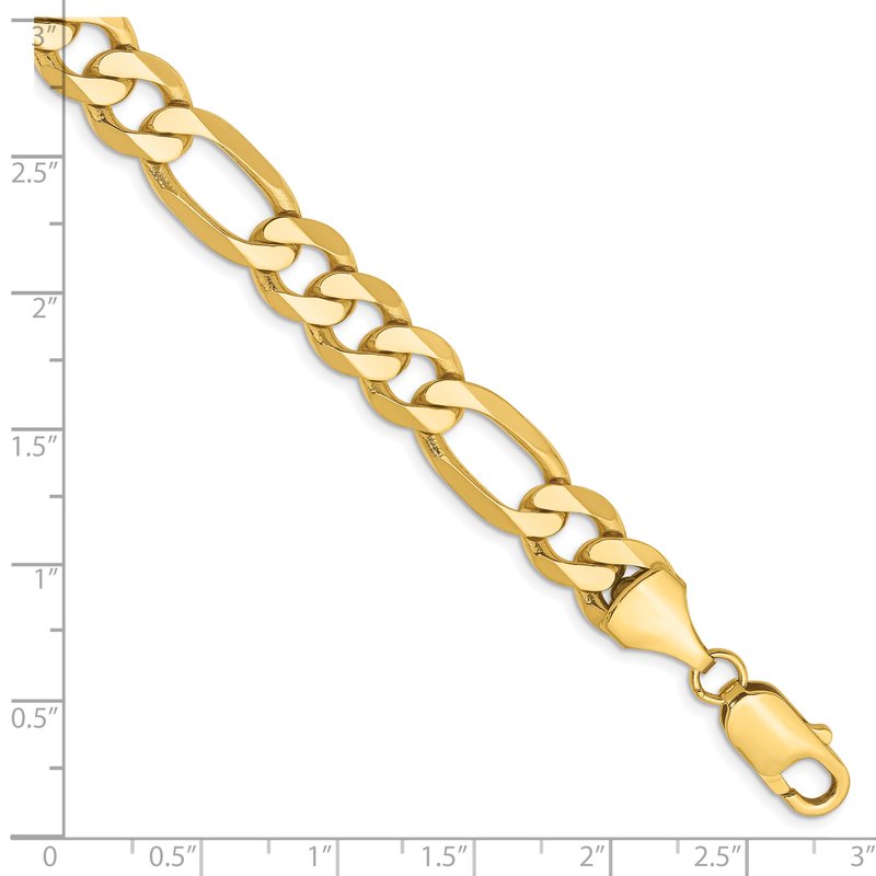 14K 26 inch 8.75mm Flat Figaro with Lobster Clasp Chain