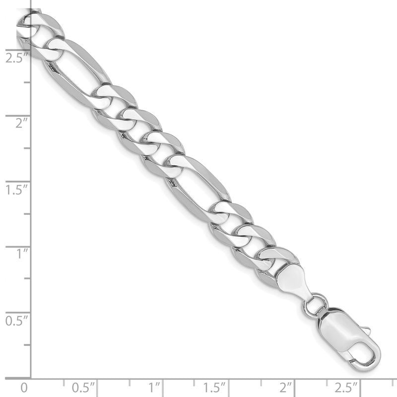14K White Gold 20 inch 7.5mm Flat Figaro with Lobster Clasp Chain