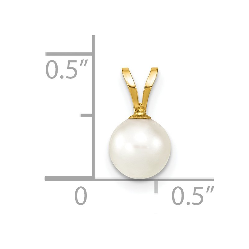 14k 6-7mm White Round Akoya Saltwater Cultured Pearl Pendant