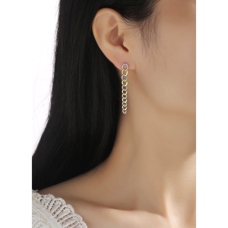 Smiling Rocks 0.76Ct E-F/SI1 Lab Grown Diamond Chain Dangling Earrings