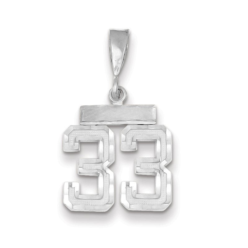 14kw Small Brushed Diamond-cut Number 33 Charm