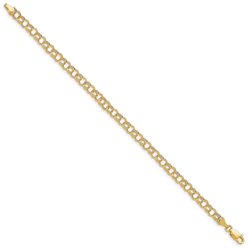 14k 5mm Hollow Double Link 7 inch Charm Bracelet