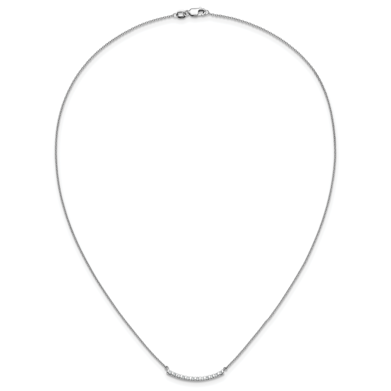 14k White Gold 1/4 carat Diamond Curved Bar 18 inch Necklace