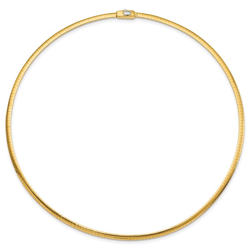 14k Two-tone 3mm Reversible White and Yellow 16 inch Domed Omega Necklace