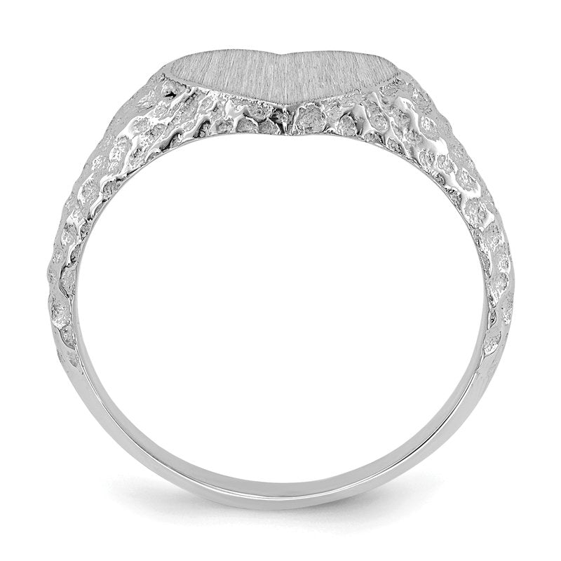 14k White Gold 8.0x9.0mm Open Back Heart Signet Ring