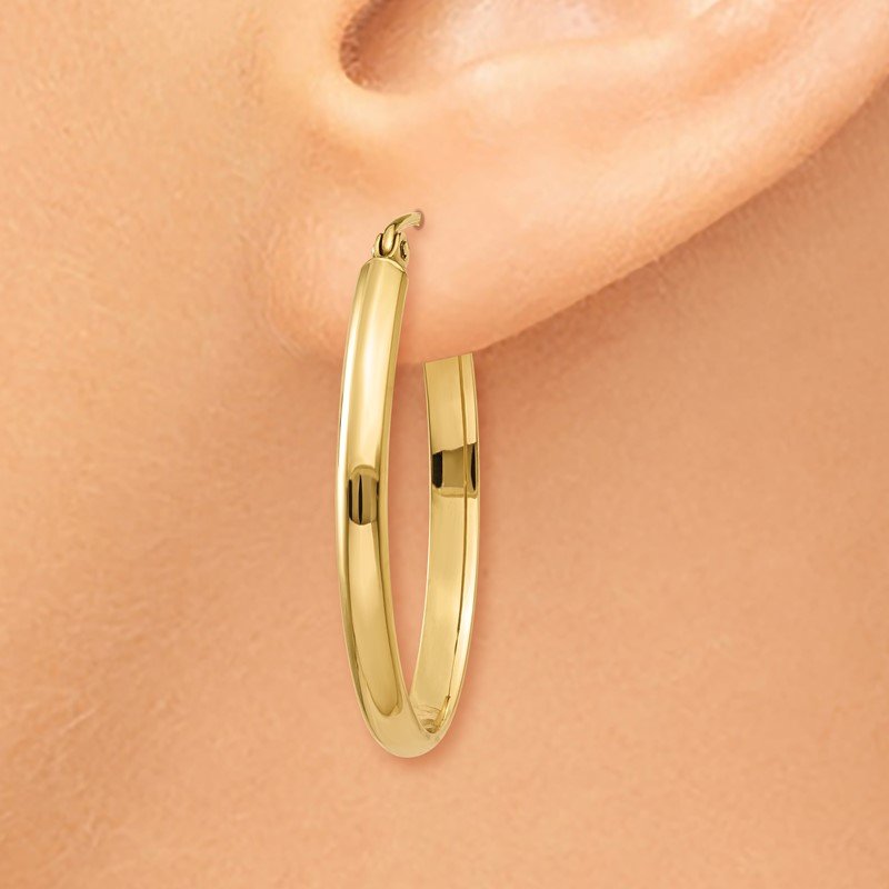 14k 3mm Oval Hoop Earrings