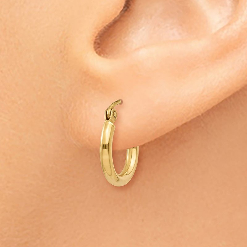 14k 2x12mm Polished Tube Hoop Earrings