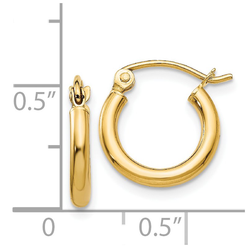 14k 2x12mm Polished Tube Hoop Earrings