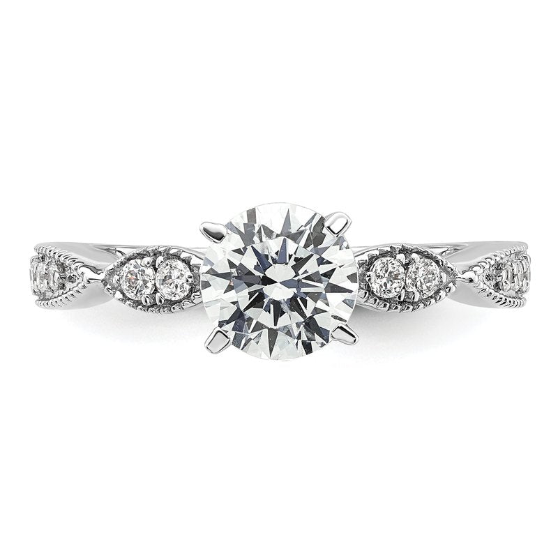 14K White Gold 1/6 carat Lab Grown Diamond VS+ F+ Semi-Mount Round Engagement Ring