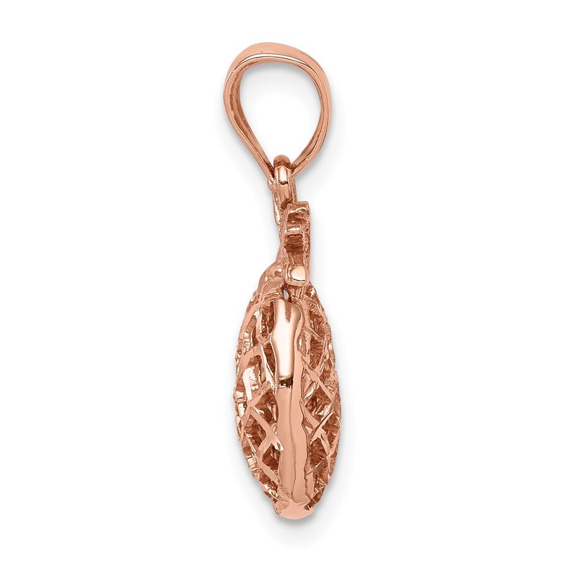 14K Rose Gold Polished and Diamond-cut 3-D Pineapple Pendant