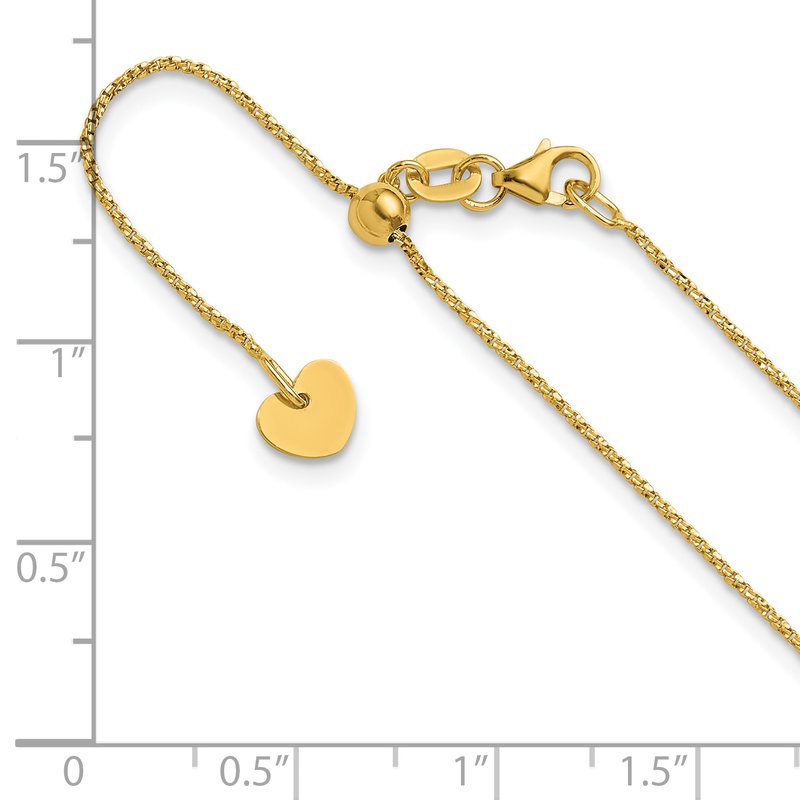 14K Adjustable .9mm D/C Twisted Box Chain