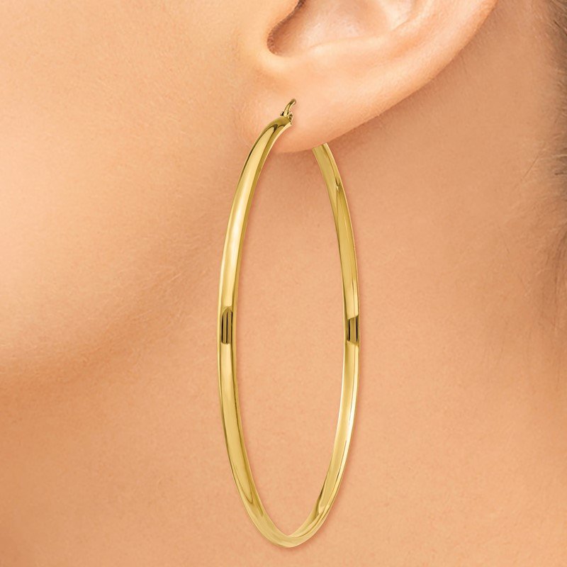 14k 2.75x65mm Polished Tube Hoop Earrings