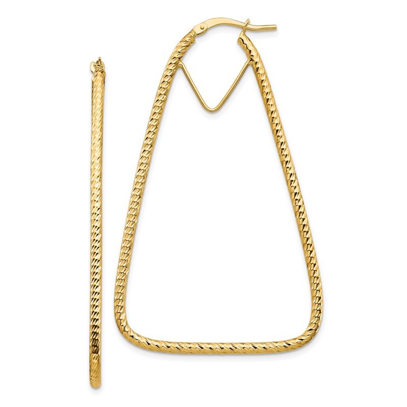 14k Polished &amp; Diamond-cut Double Triangle Hoop Earrings
