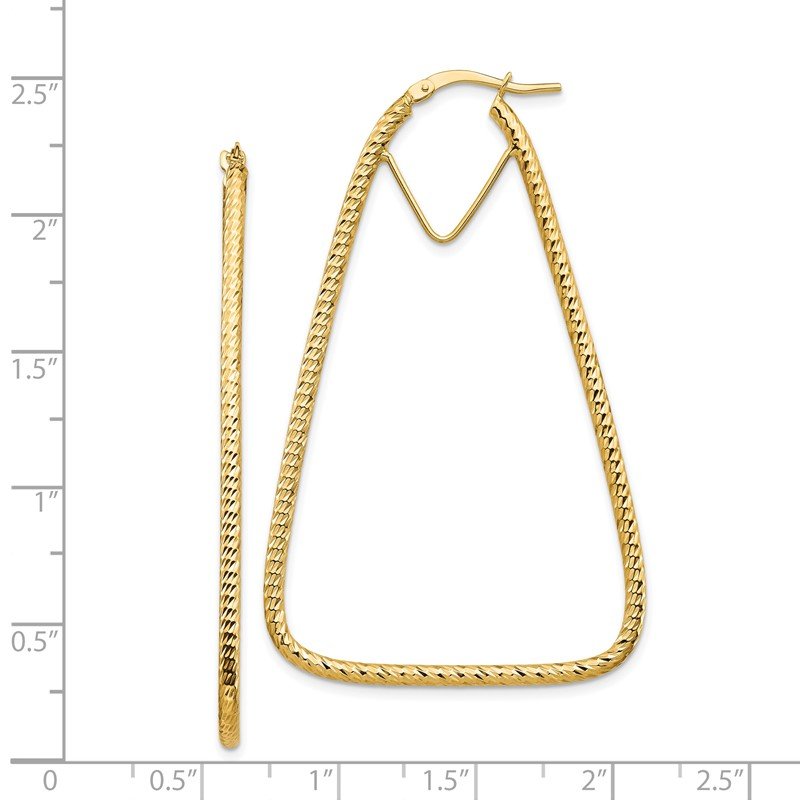 14k Polished &amp; Diamond-cut Double Triangle Hoop Earrings