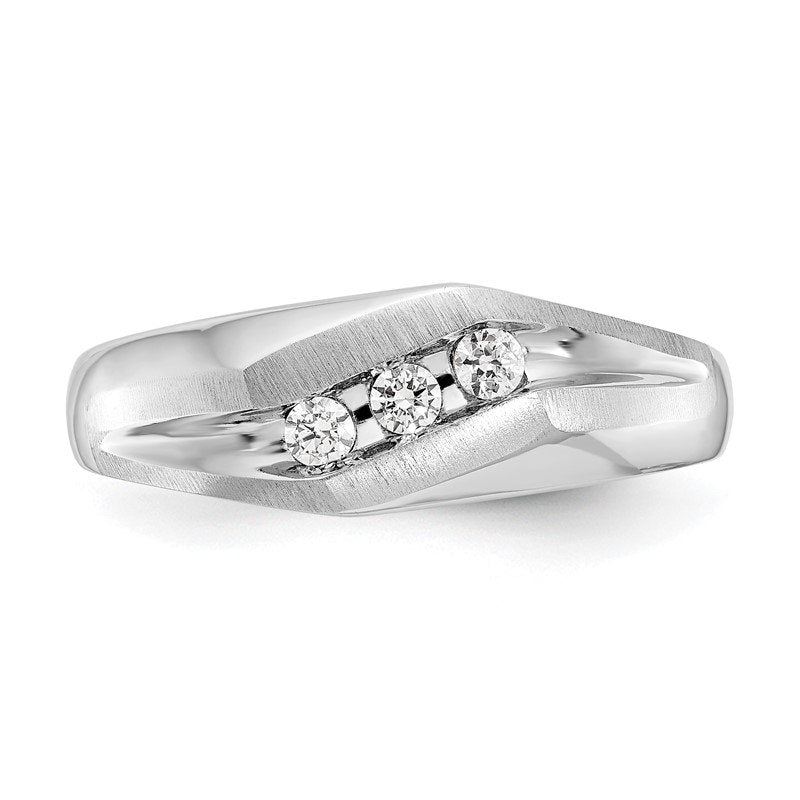14K White Gold Men's 1/5 carat Lab Grown Diamond VS+ F+ Complete Brushed and Polished Band