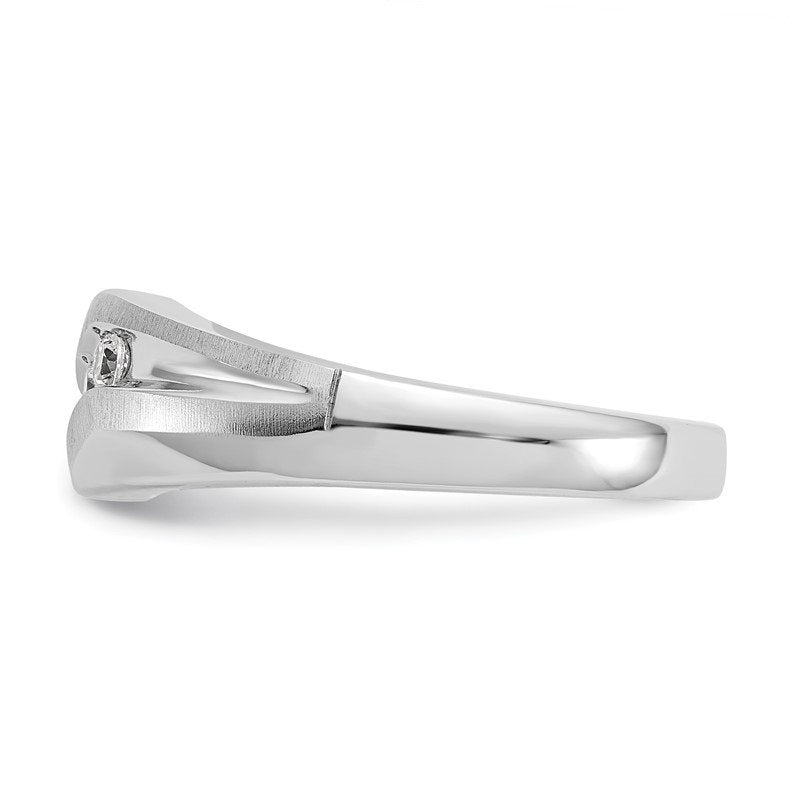 14K White Gold Men's 1/5 carat Lab Grown Diamond VS+ F+ Complete Brushed and Polished Band