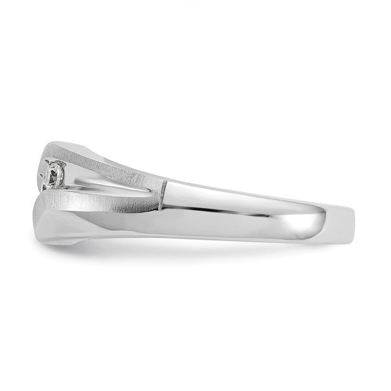 14K White Gold Men's 1/5 carat Lab Grown Diamond VS+ F+ Complete Brushed and Polished Band