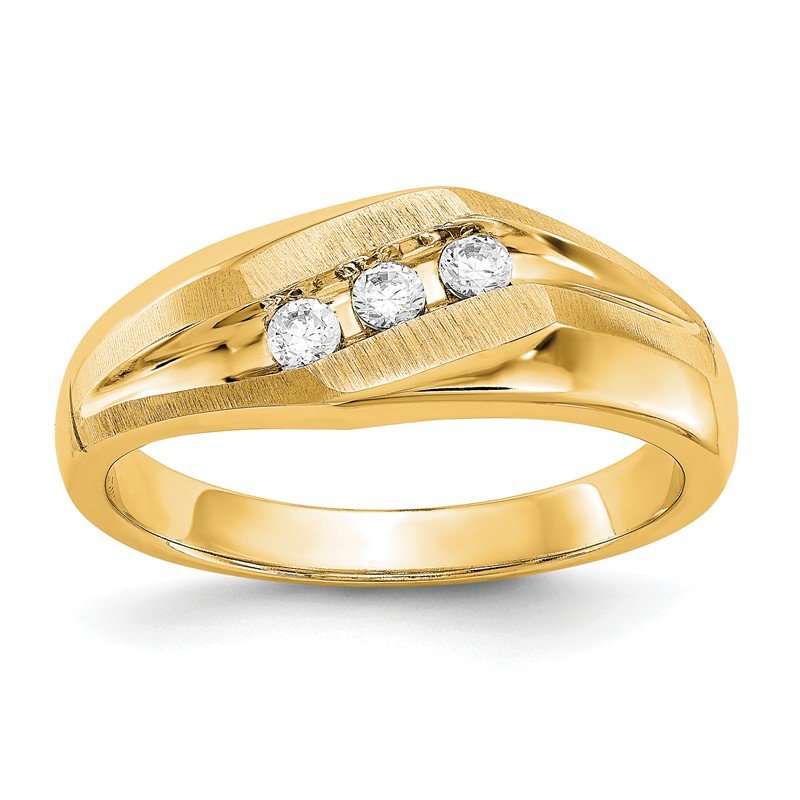 14K White Gold Men's 1/5 carat Lab Grown Diamond VS+ F+ Complete Brushed and Polished Band