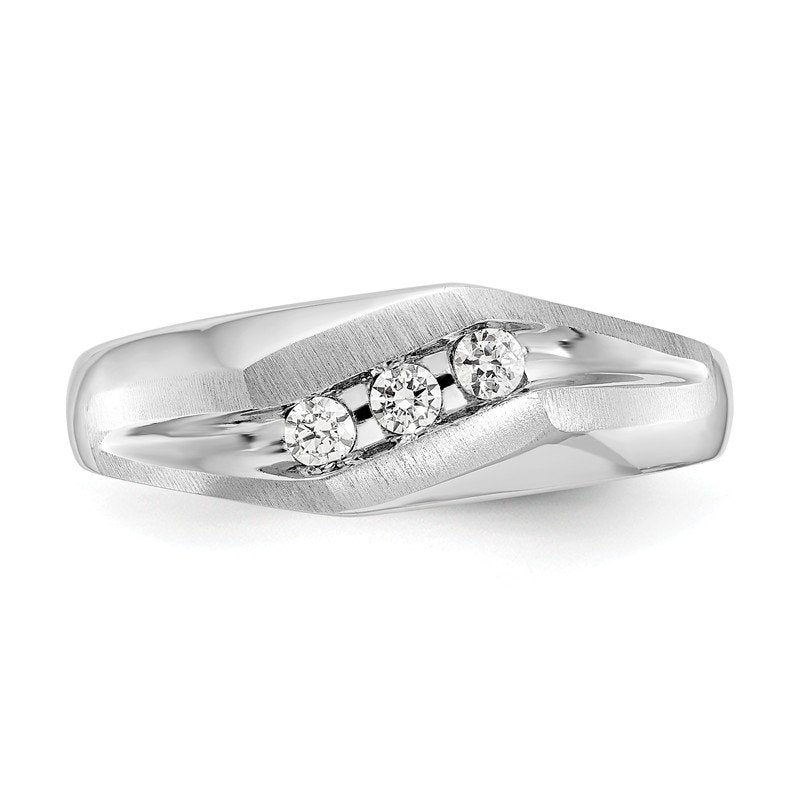 14K White Gold Men's 1/5 carat Lab Grown Diamond VS+ F+ Complete Brushed and Polished Band