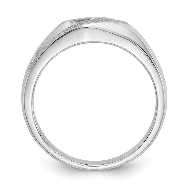14K White Gold Men's 1/5 carat Lab Grown Diamond VS+ F+ Complete Brushed and Polished Band