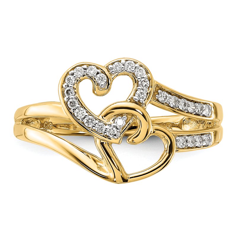 14k White Gold Diamond Hearts Ring