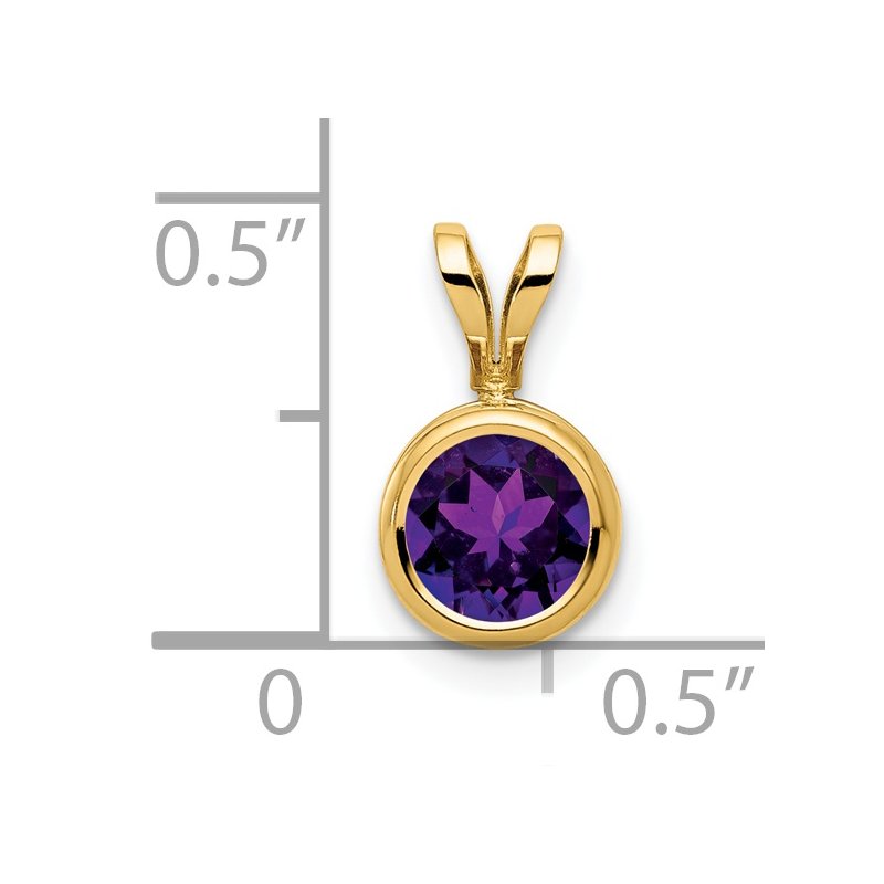 14k 6mm Round Amethyst Bezel Pendant