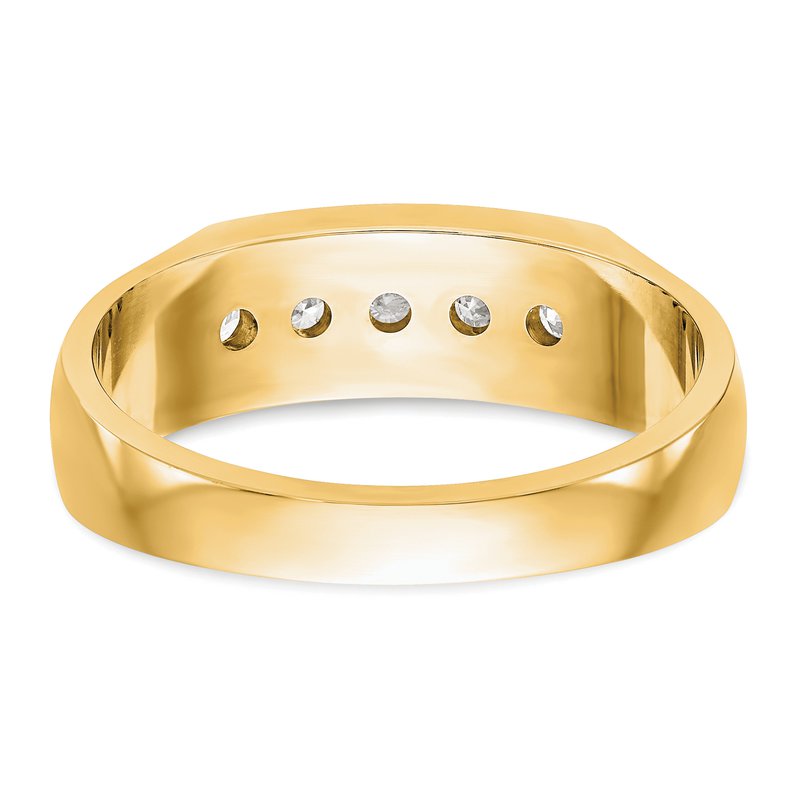 14K White Gold Men's 1/3 carat Lab Grown Diamond VS+ F+ Complete Channel Five Stone Band