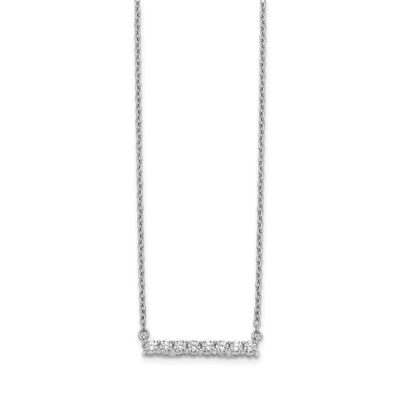 14k White Gold 1/10 carat Diamond Bar 18 inch Necklace