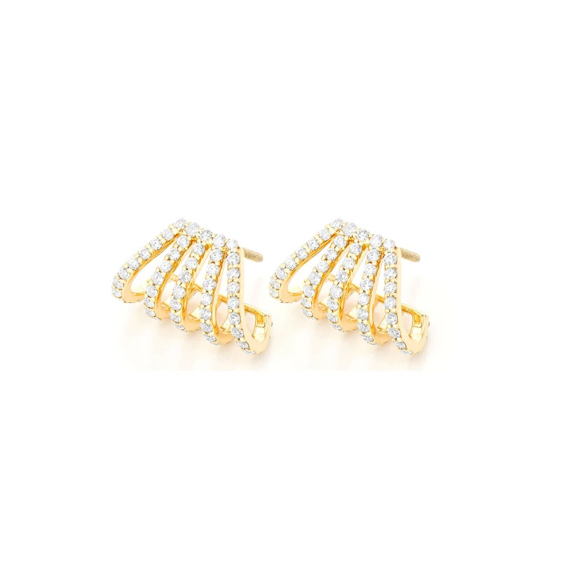 Five Row Cuff Earrings 14K
