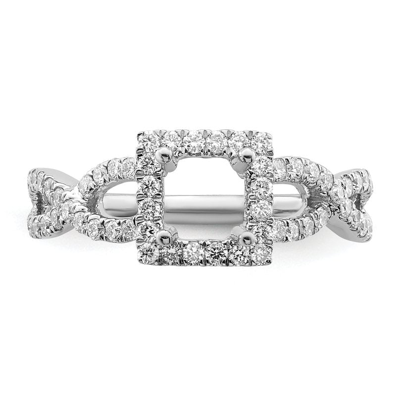 14K White Gold 1/2 carat Lab Grown Diamond VS/SI  D E F  Semi Mount Princess Halo Engagement Ring
