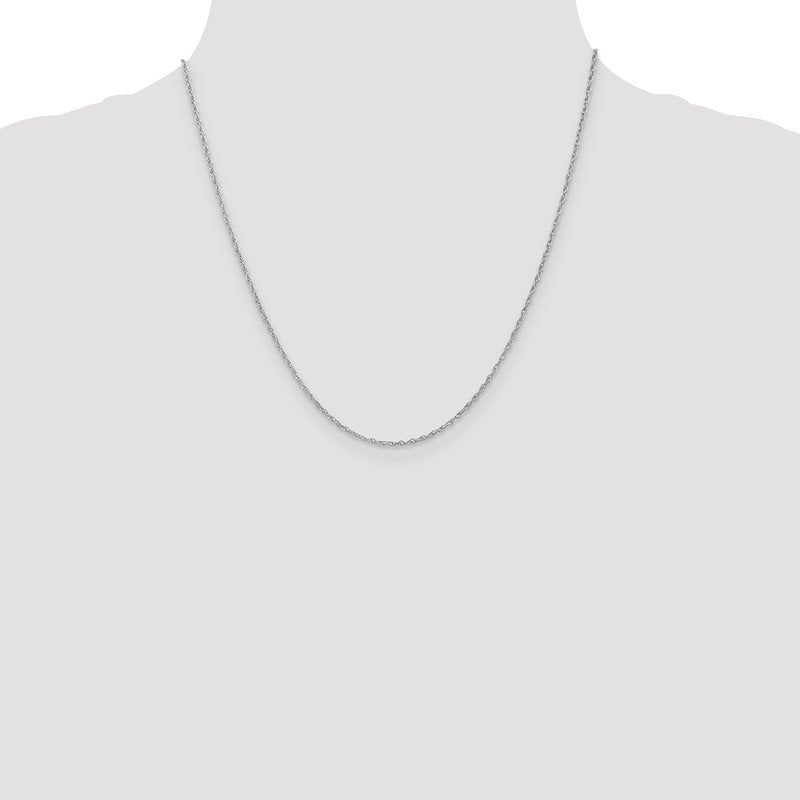 14K White Gold 14 inch 1.3mm Heavy Baby Rope with Lobster Clasp Chain