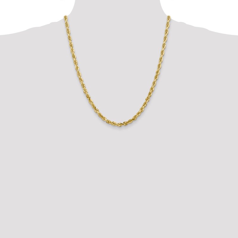 14K 26 Inch 5mm Diamond-cut Quadruple Rope Lobster Clasp Chain