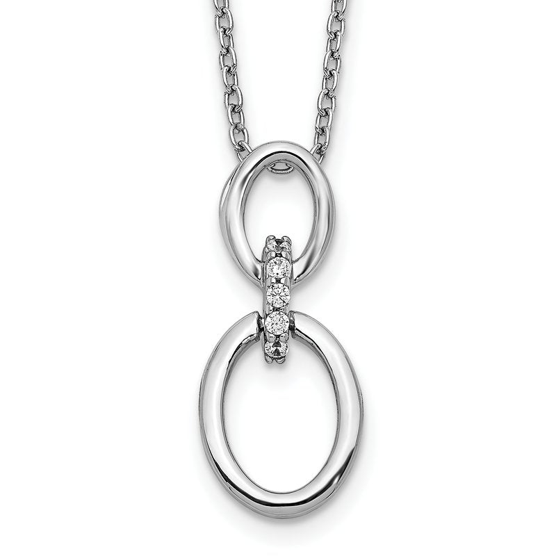 14k White Gold 1/20 carat Diamond Oval Pendant 18 inch Necklace