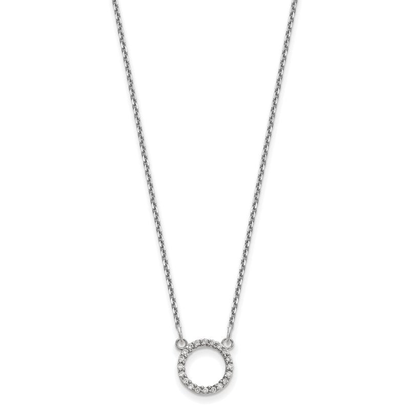 14k White Gold Polished 1/15 carat A Diamond Open Circle 18 inch Necklace