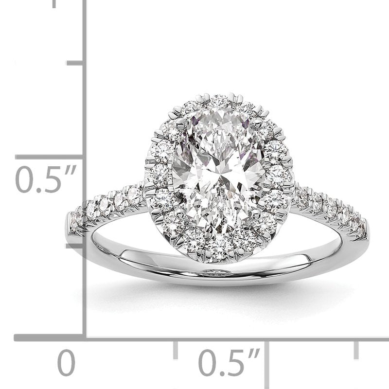 14K White Gold 1/3 carat Lab Grown Diamond VS+ F+ Semi-Mount Oval Halo Engagement Ring