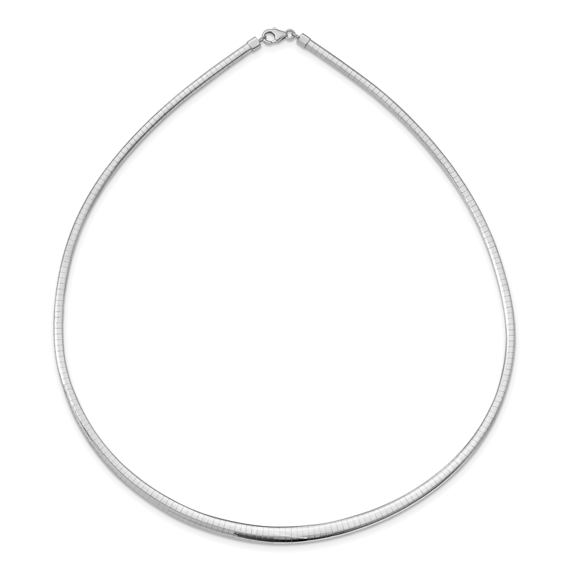 14k with White Rhodium 3.00-6.00mm Graduated Reversible 16 inch Omega Necklace