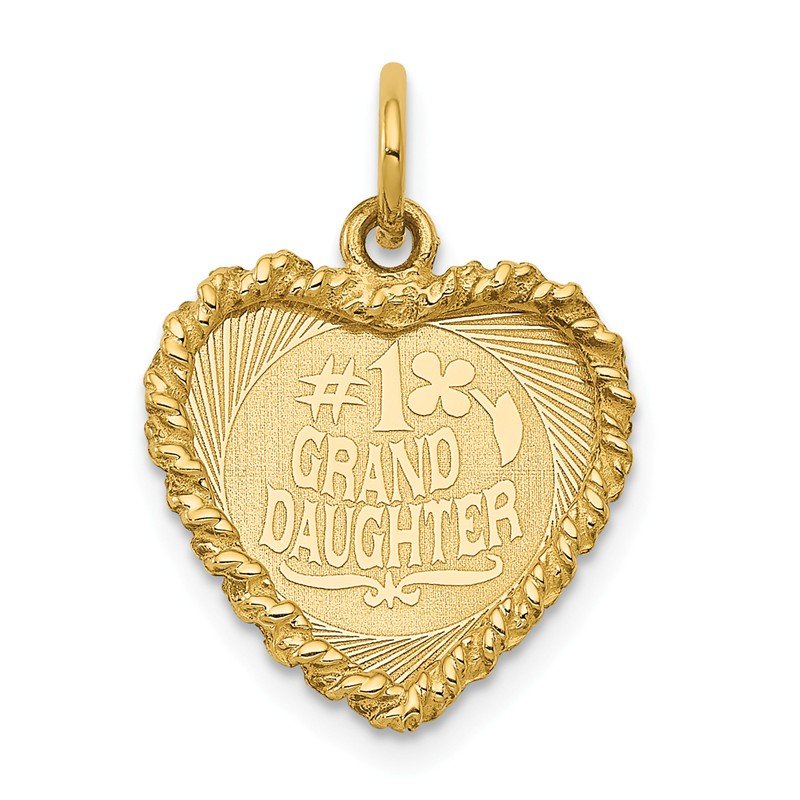 14k #1 GRANDDAUGHTER 15mm Engravable Heart with Rope Edge Charm