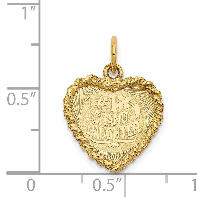 14k #1 GRANDDAUGHTER 15mm Engravable Heart with Rope Edge Charm