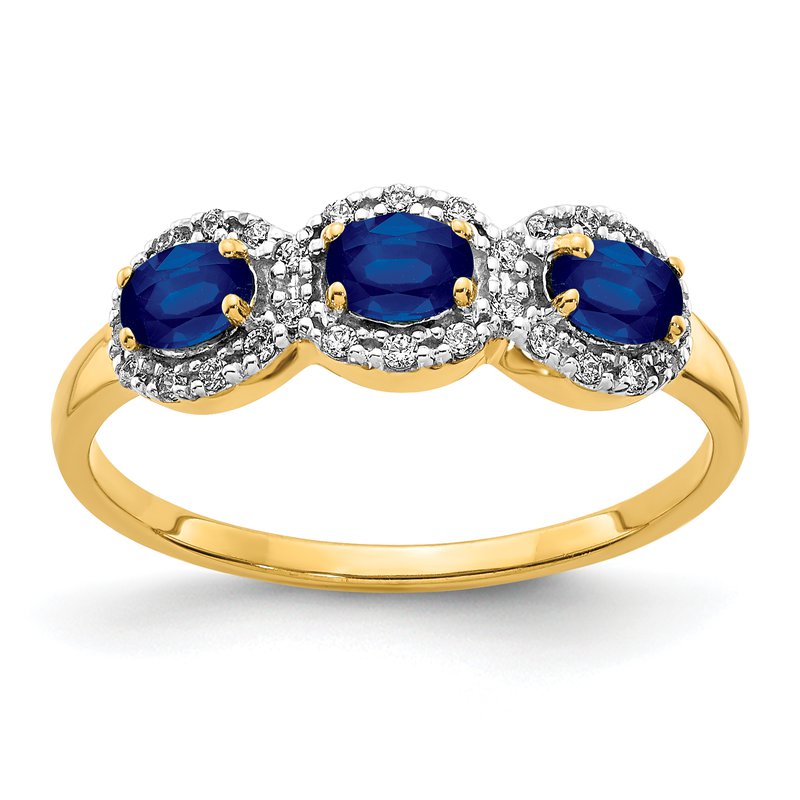 14k Composite Ruby and Diamond 3-Stone Ring
