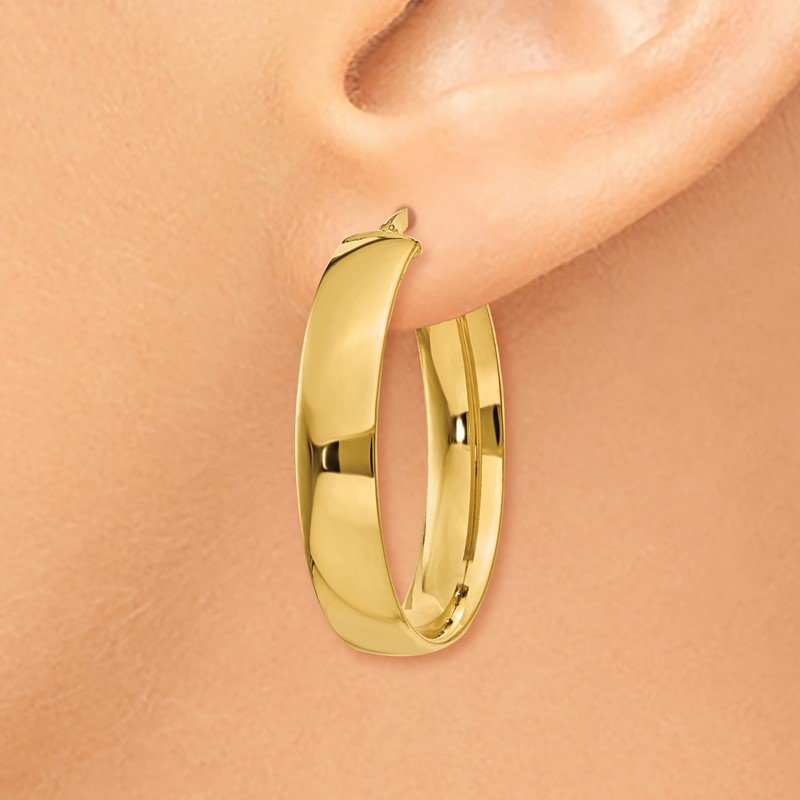 14k 5.75mm Polished Oval Hoop Earrings