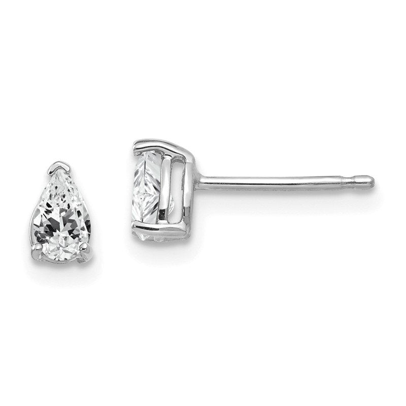 14k White Gold 5x3mm Pear Cubic Zirconia Stud Earrings
