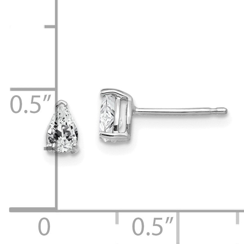 14k White Gold 5x3mm Pear Cubic Zirconia Stud Earrings