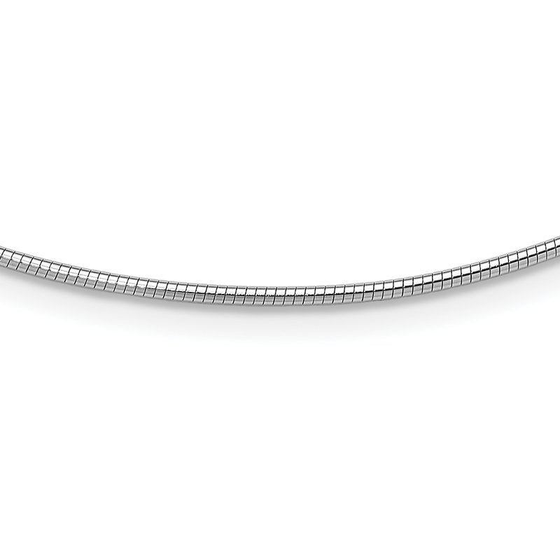 14k White Gold Polished 1.4mm 16 inch Round Omega Necklace